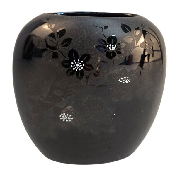 Russ Berrie Black Ceramic Decorative Small Vase 5054 - Picture 1 of 10